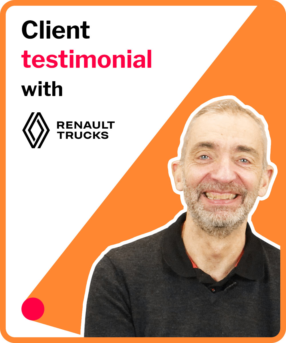 Client testimonial by Laurent Javey, Director of Service and Network Development at Renault Trucks France, about a market study on electric charging infrastructure for heavy-duty trucks.